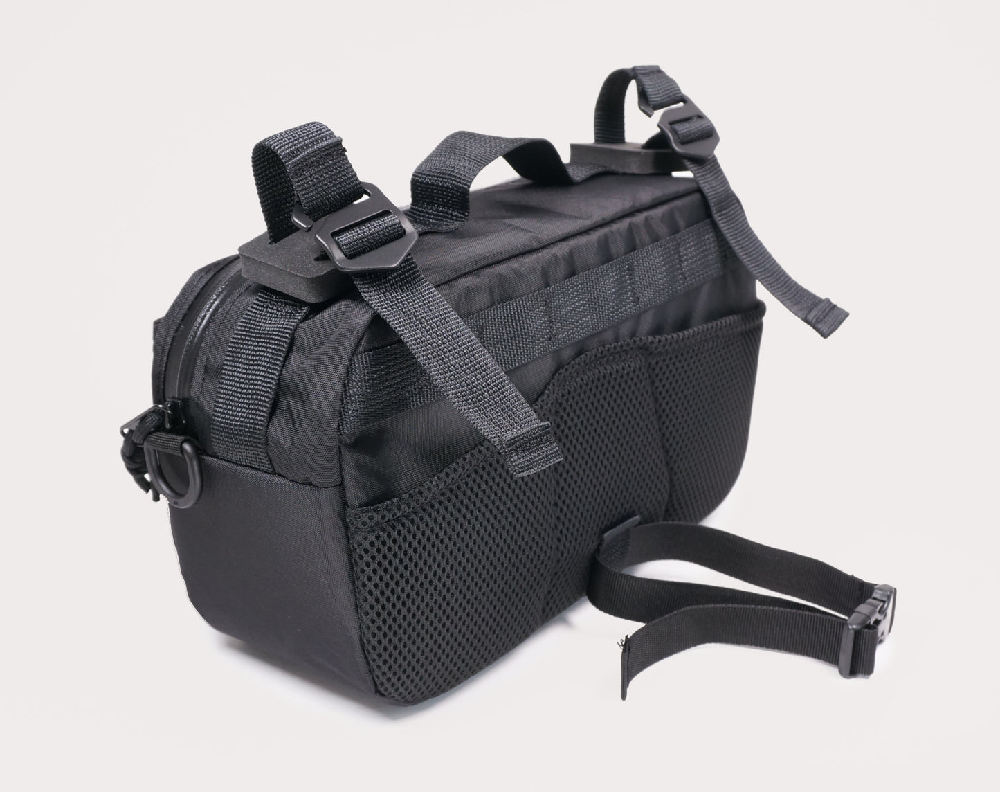 Bicycle bike handlebar bag hip pack, 5L. Handmade in New Zealand. Suits gravel, mountainbikes, commuting bicycles, bike touring.