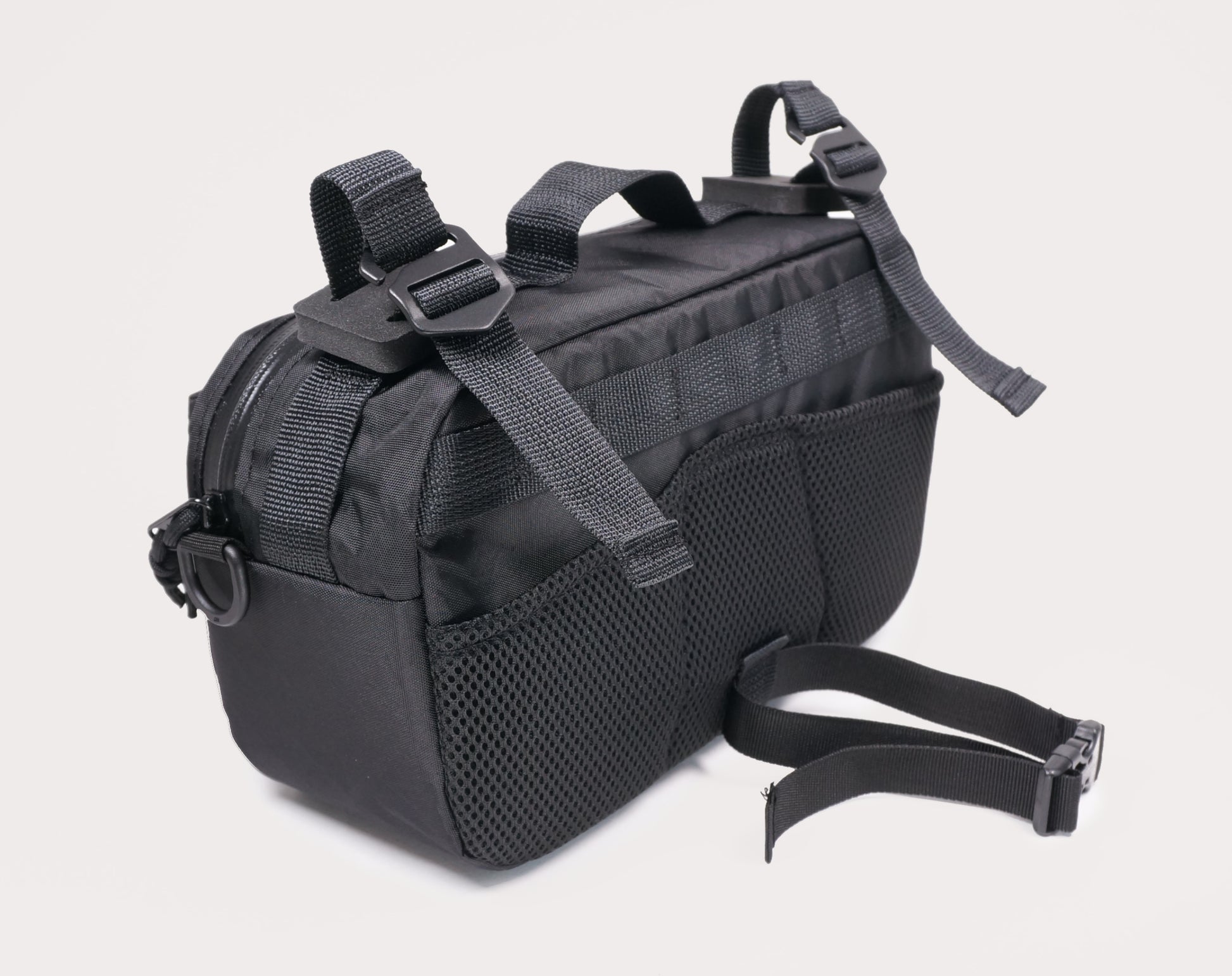 Bicycle bike handlebar bag hip pack, 5L. Handmade in New Zealand. Suits gravel, mountainbikes, commuting bicycles, bike touring.