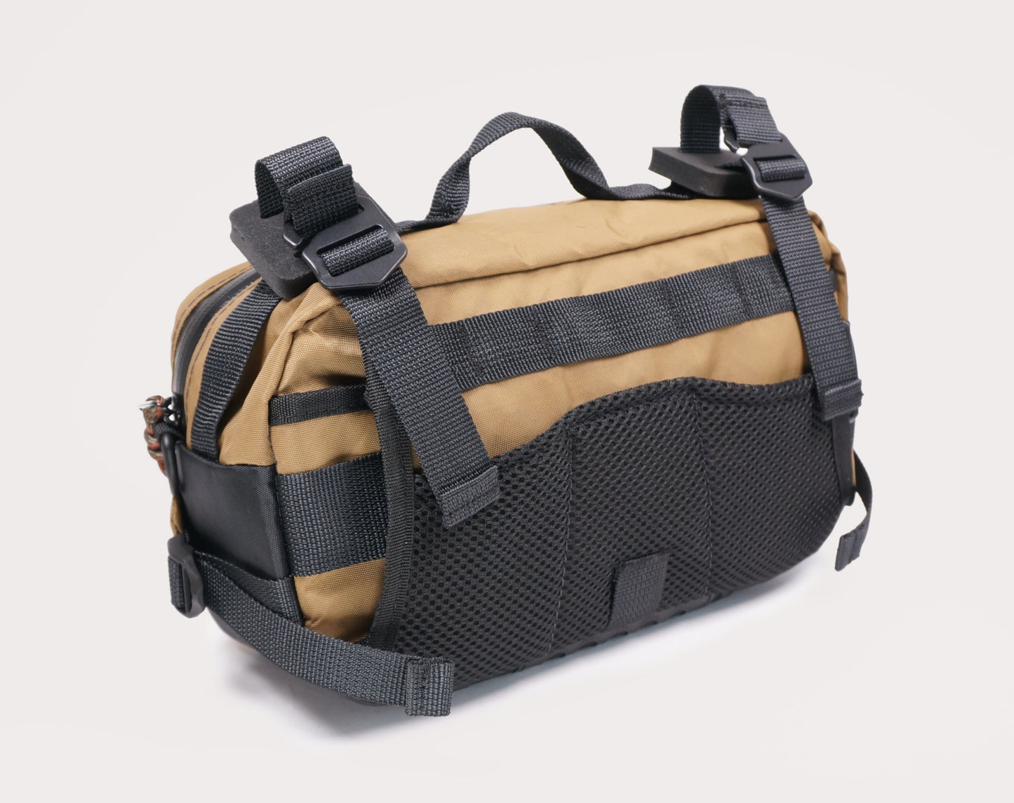 Bicycle bike handlebar bag hip pack, 5L. Handmade in New Zealand. Suits gravel, mountainbikes, commuting bicycles, bike touring.