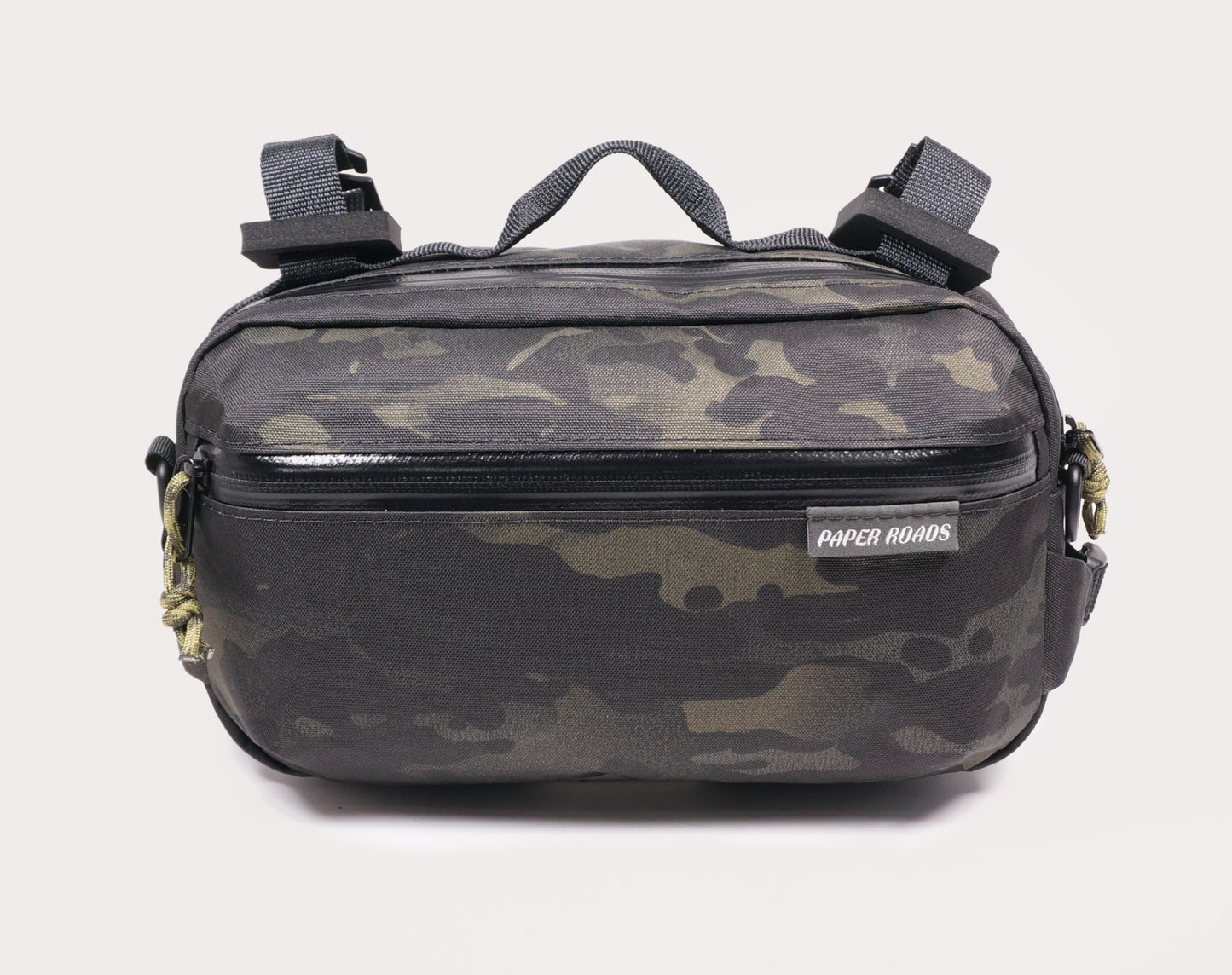 Bicycle bike handlebar bag hip pack, 5L. Handmade in New Zealand. Suits gravel, mountainbikes, commuting bicycles, bike touring.