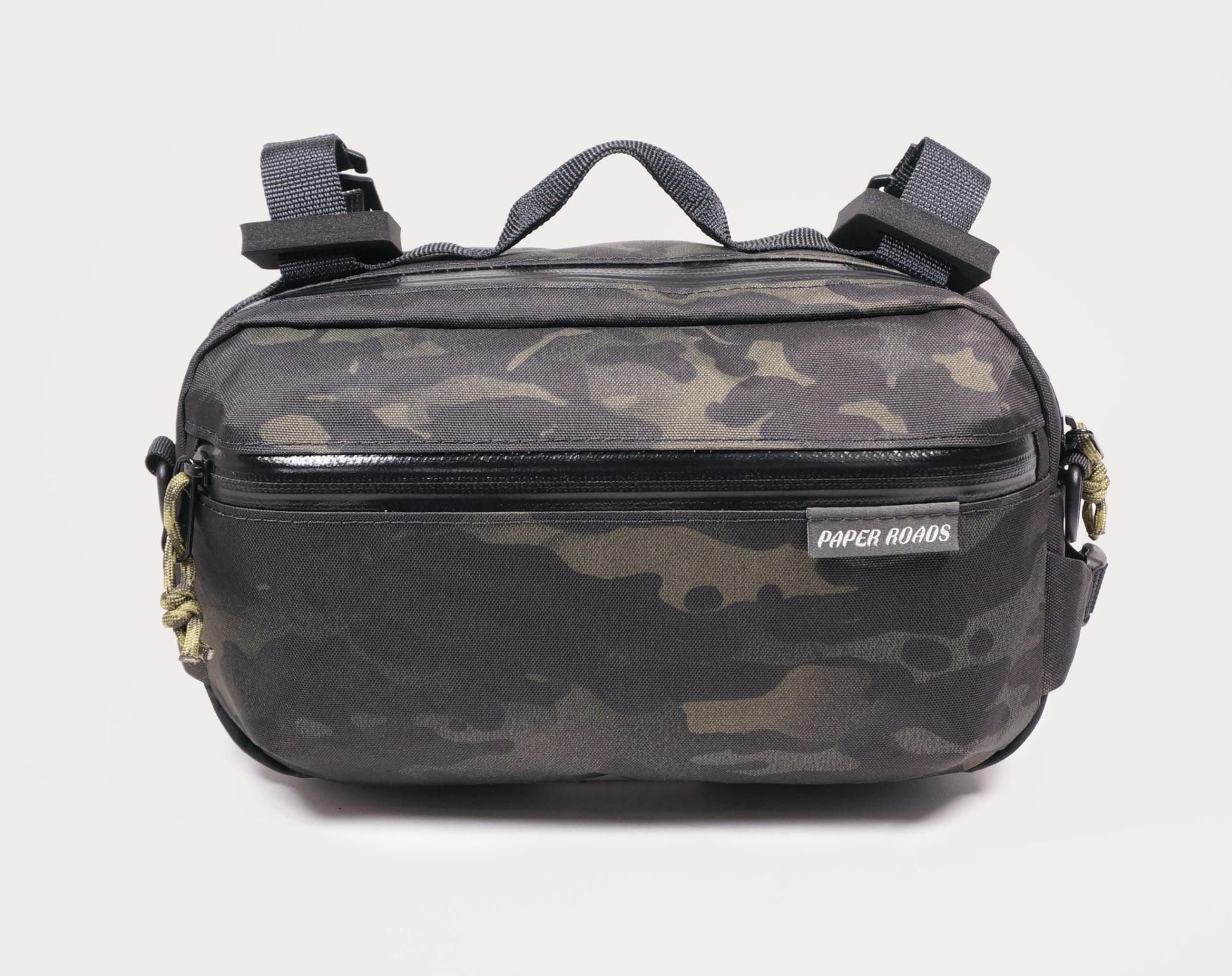 Bicycle bike handlebar bag hip pack, 5L. Handmade in New Zealand. Suits gravel, mountainbikes, commuting bicycles, bike touring.