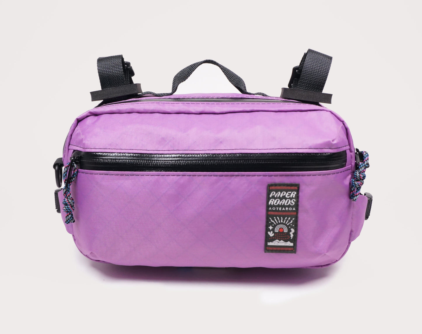 Bicycle bike handlebar bag hip pack, 5L. Handmade in New Zealand. Suits gravel, mountainbikes, commuting bicycles, bike touring.