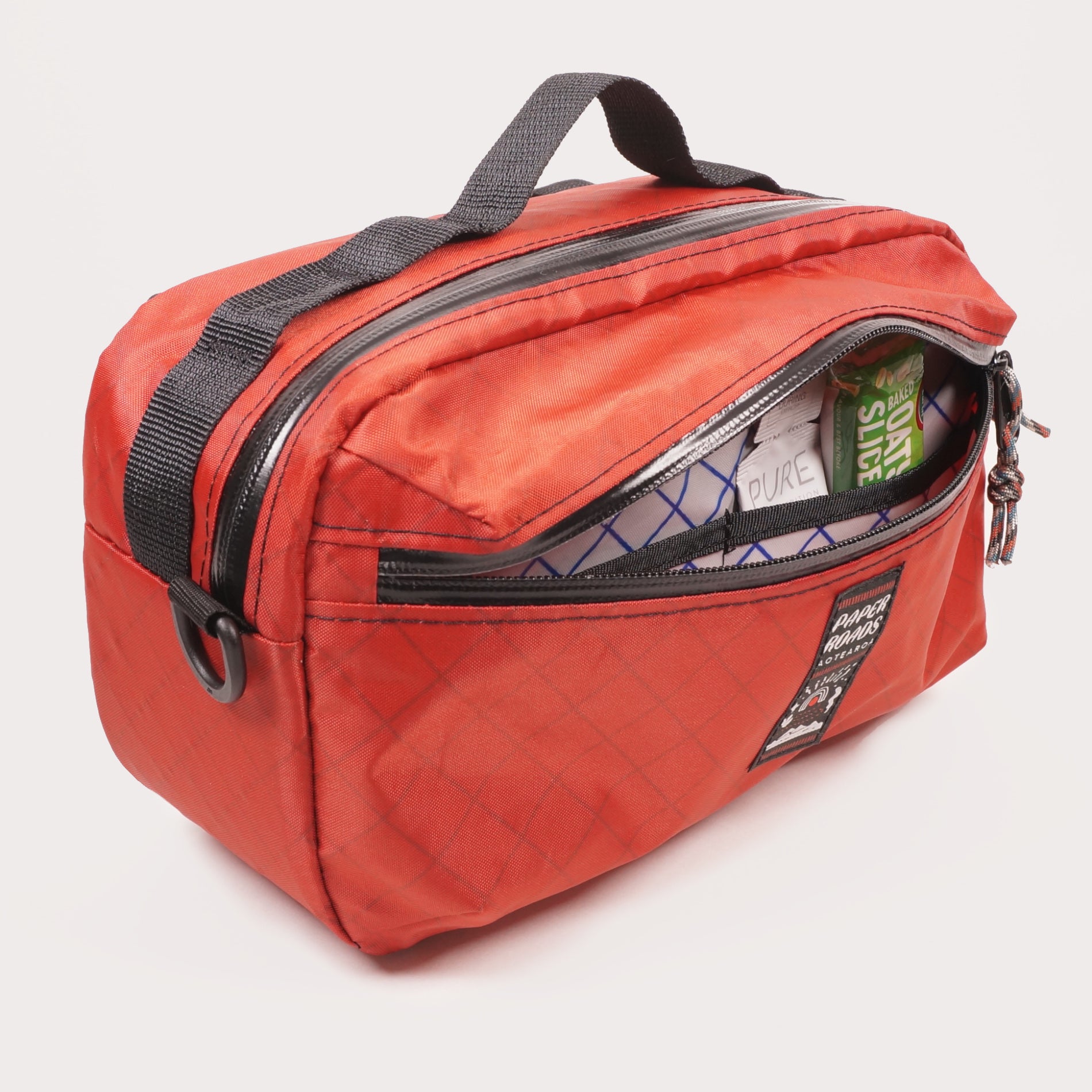 Bike handlebar bag hip pack red gravel commuting mountain bike NZ handmade
