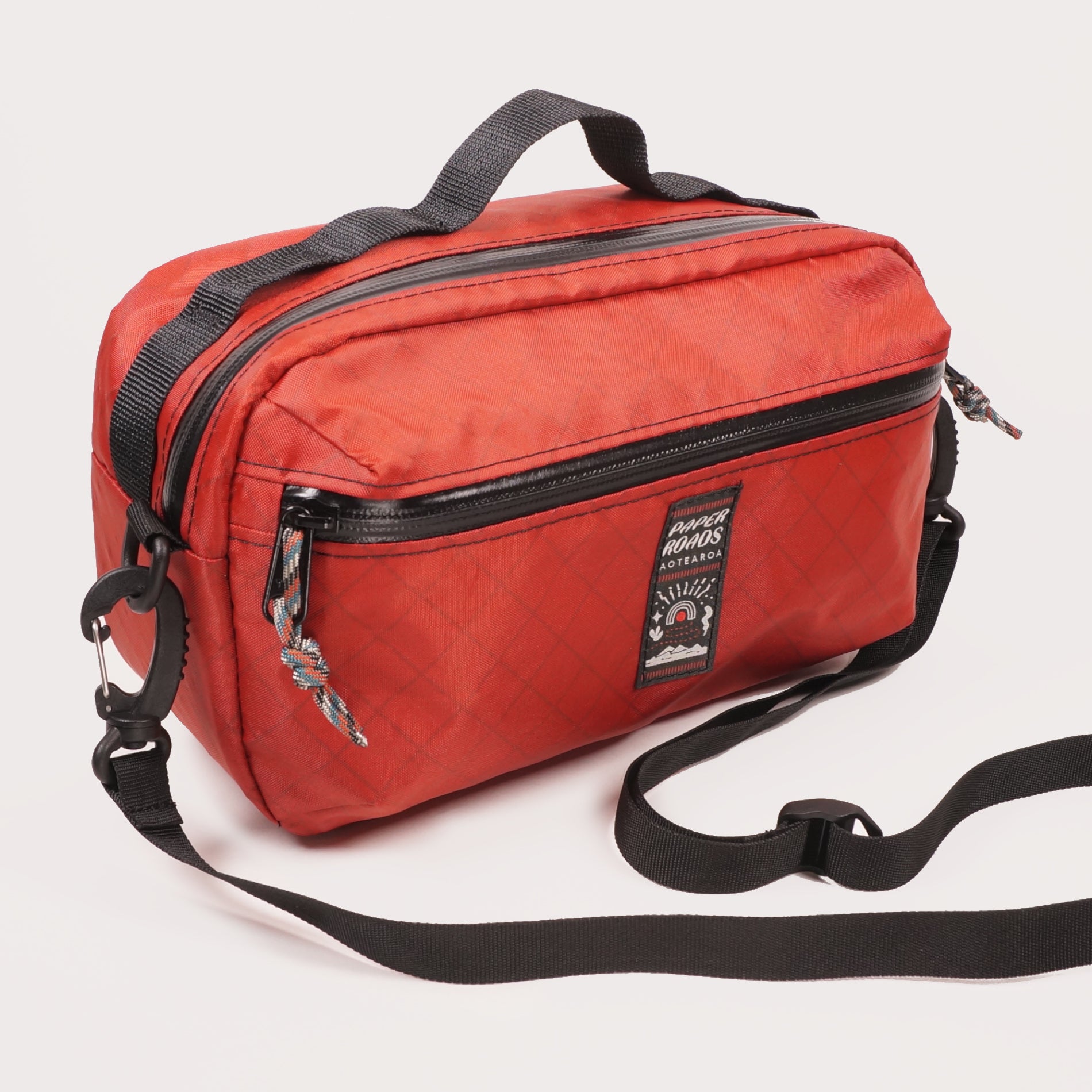 Bike handlebar bag hip pack red gravel commuting mountain bike NZ handmade