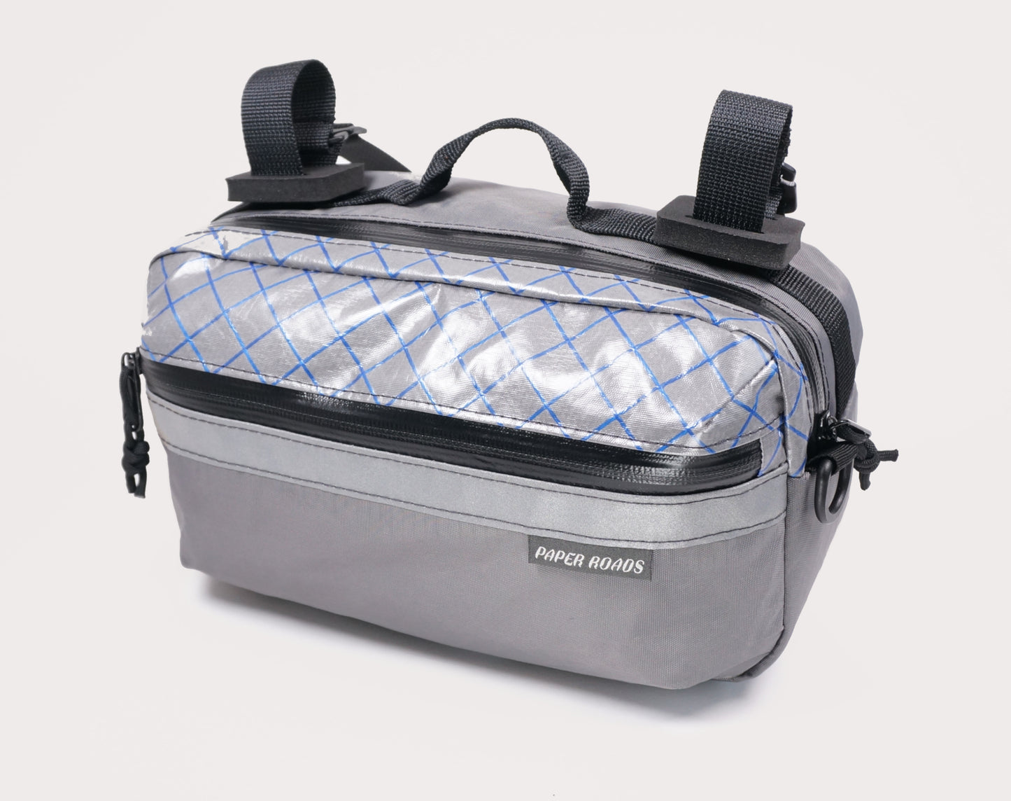 Bicycle bike handlebar bag hip pack, 5L. Handmade in New Zealand. Suits gravel, mountainbikes, commuting bicycles, bike touring.
