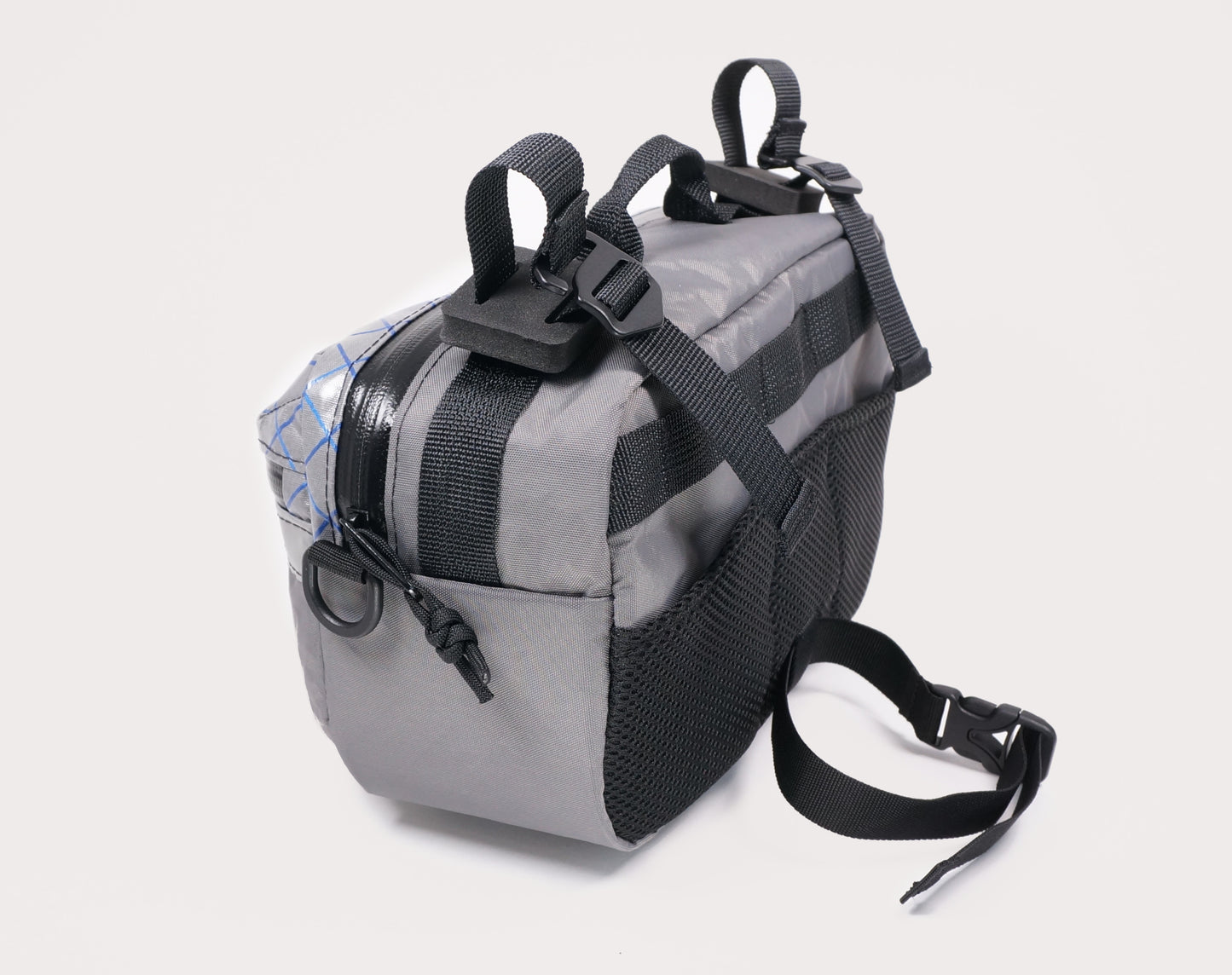 Bicycle bike handlebar bag hip pack, 5L. Handmade in New Zealand. Suits gravel, mountainbikes, commuting bicycles, bike touring.