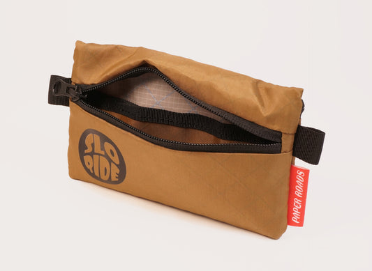 promotional pouch wallet cycling logo bike bags brown handmade in NZ