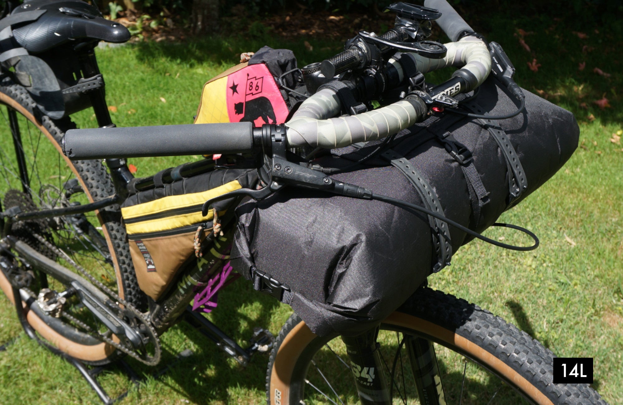 wayward riders harness bikepacking cycling dry bag roll dyneema long skinny