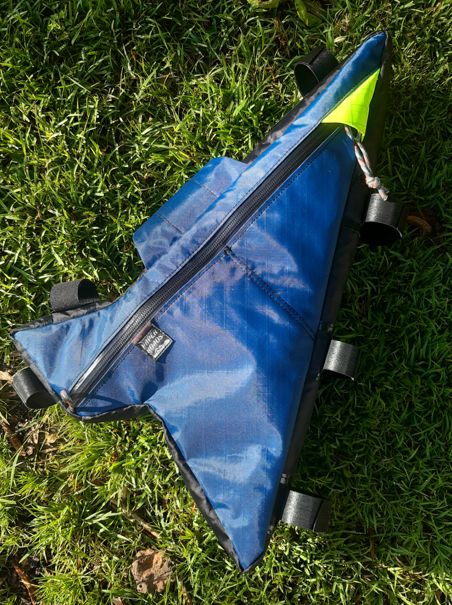 Custom full suspension mountain bike frame bag in navy blue