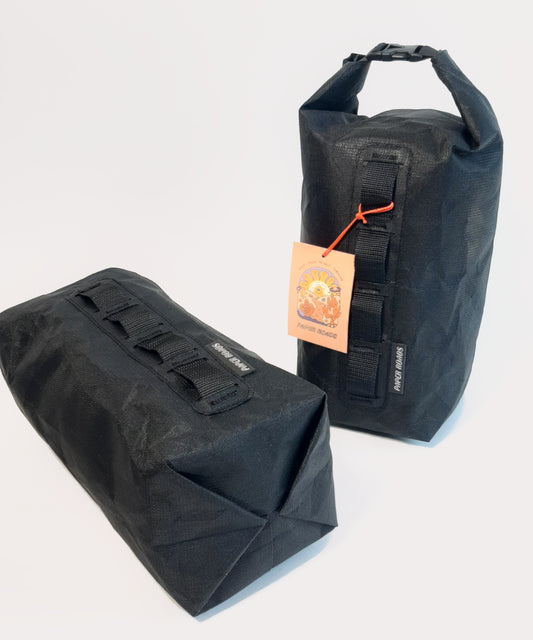 bikepacking touring fork bags dry roll ultralight handmade in new zealand 5L