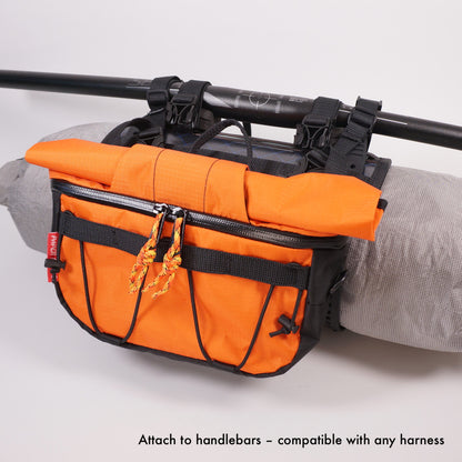 NZ made bikepacking front bag clip on pouch hungry ranger Paper Roads