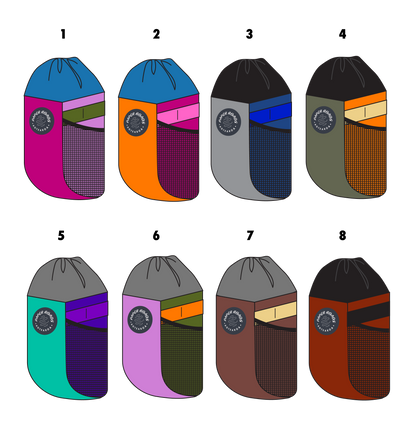 Bicycle bikepacking touring handlebar snack / stem / treat bag/pouch. Colourful, handmade in New Zealand by Paper Roads Aotearoa.