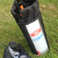 Mountain bike hydration system Nalgene bottle and drinking hose under bike frame for bikepacking, water bladder replacement.