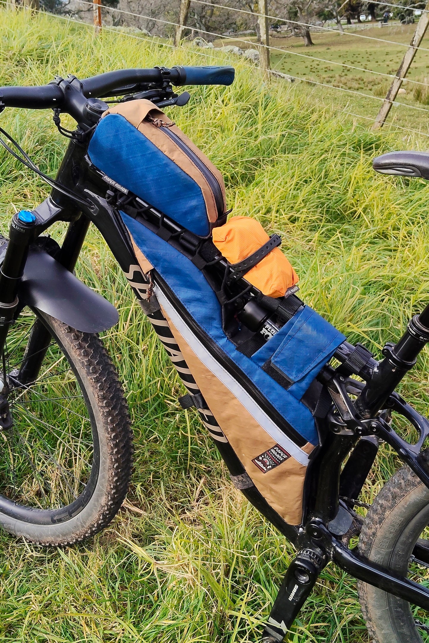 Hike a bike carry straps bikepacking hiking ultra race, bike shoulder straps, tour te waipounamu made in new zealand