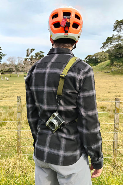 cycling 3 point camera strap quick release made in new zealand