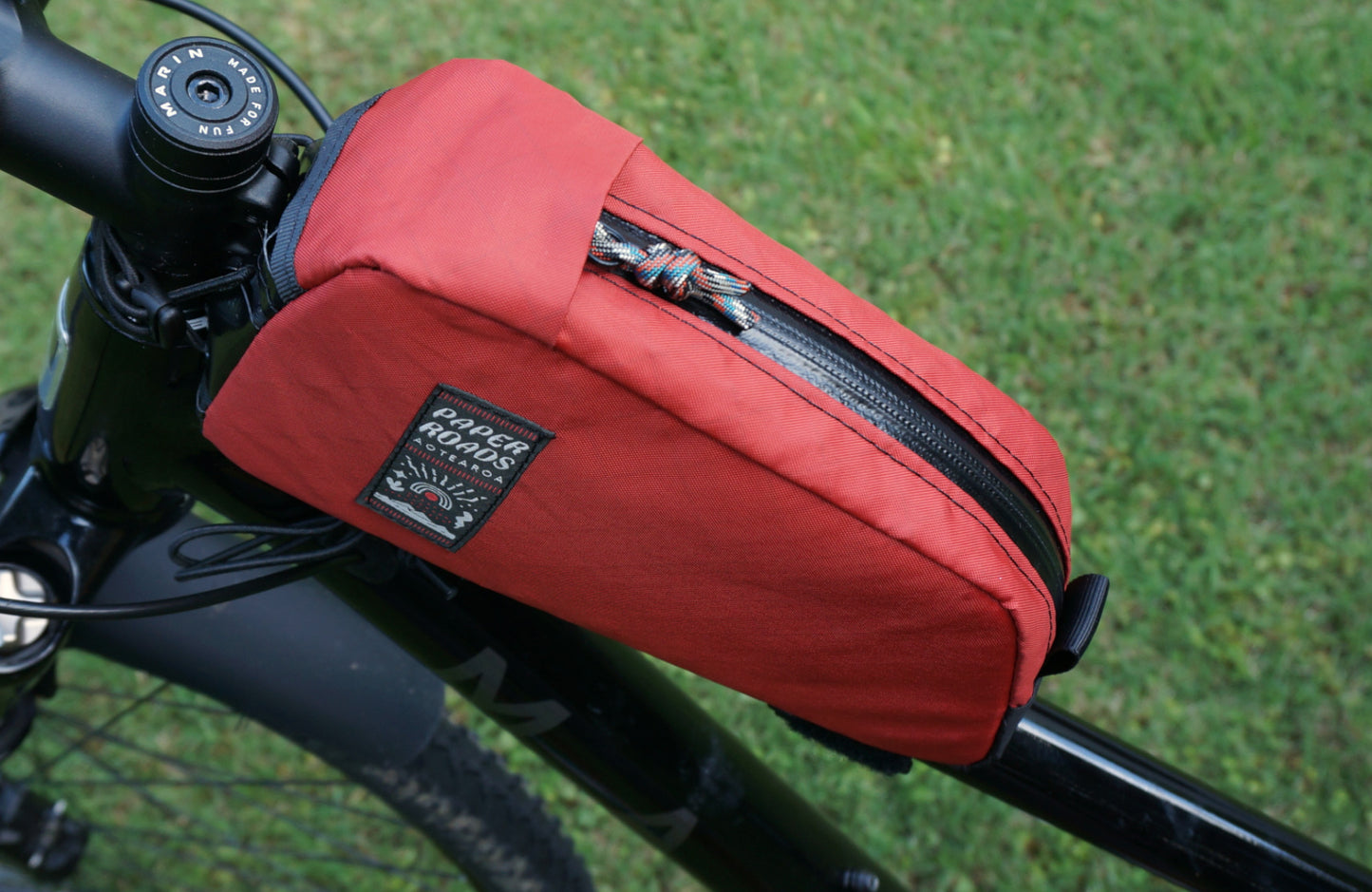 custom top tube bag large NZ hand made bikepacking cycling bikes