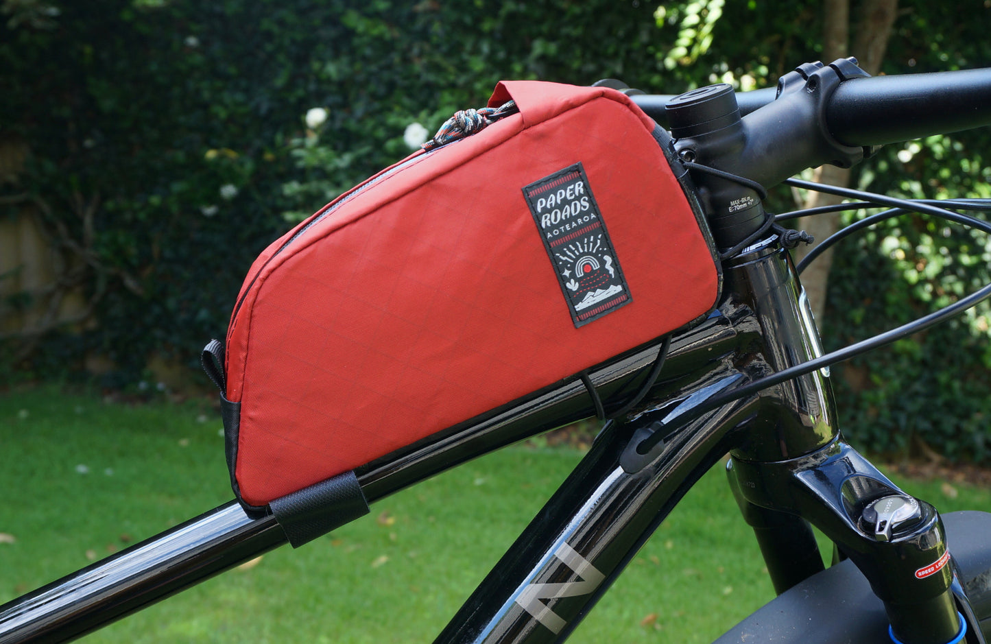 custom top tube bag large NZ hand made bikepacking cycling bikes