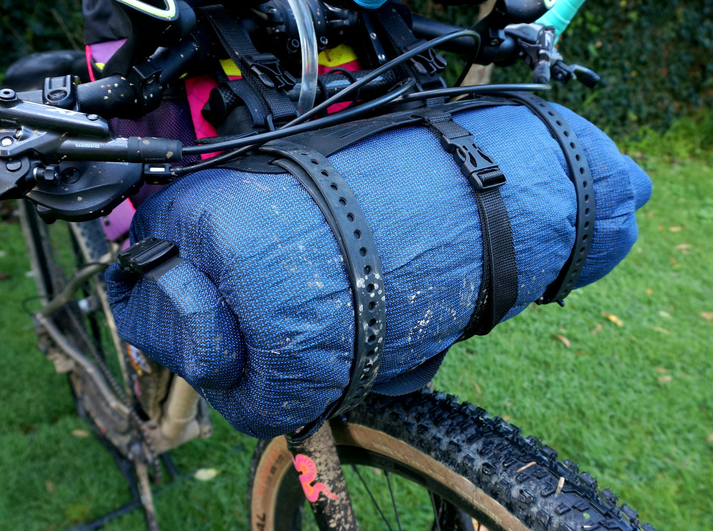 Bikepacking front roll dry bag harness ultralight NZ made Voile straps