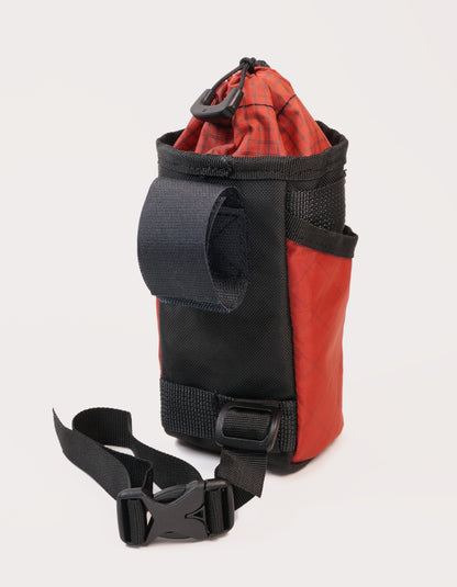 Treat bag / stem / bag feed bag / handlebar bag - bikepacking, touring, commuting, bike riding to hold snacks, phone, bottle. Outback red.