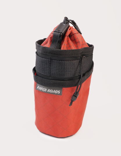 Treat bag / stem / bag feed bag / handlebar bag - bikepacking, touring, commuting, bike riding to hold snacks, phone, bottle. Outback red.
