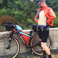 Custom bikepacking full framebag in outback red and pale blue. Made in New Zealand.